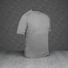 Mens Base Layer Short Sleeve Top Slim Fit Merino Blend T Shirt Light Grey Size M