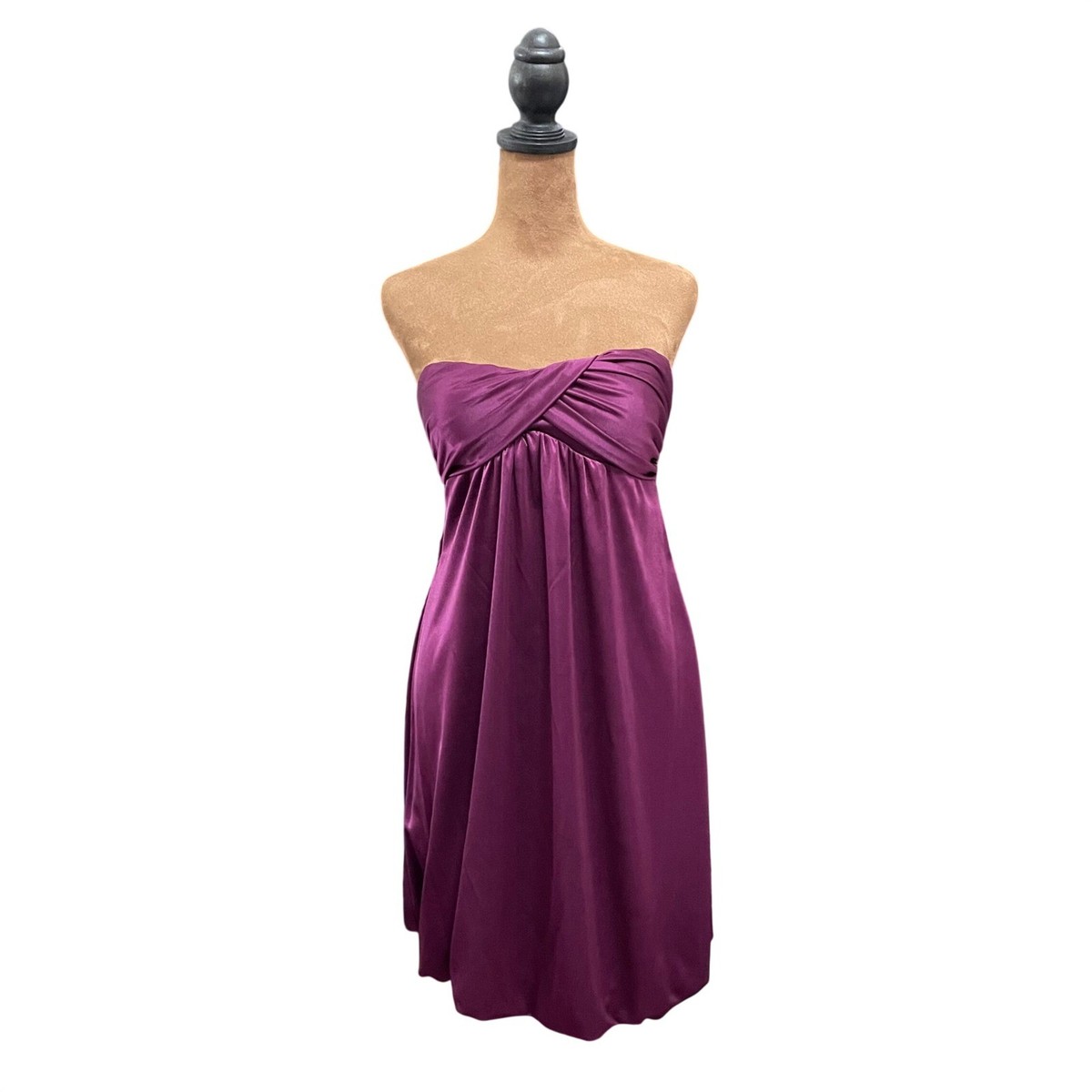 New Twenty One Plum Purple Satin Strapless Bubble Hem Mini Dress Juniors  Small