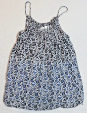 Camisole Ruched Top Black & Navy Floral Spaghetti Strap Women's M By Gap