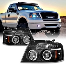 Spyder LED Headlights Installation: Ford F-150 Ford F150 F-150 Pickup Black Bezel Dual Halo LED G2 Projector Headlights Front L