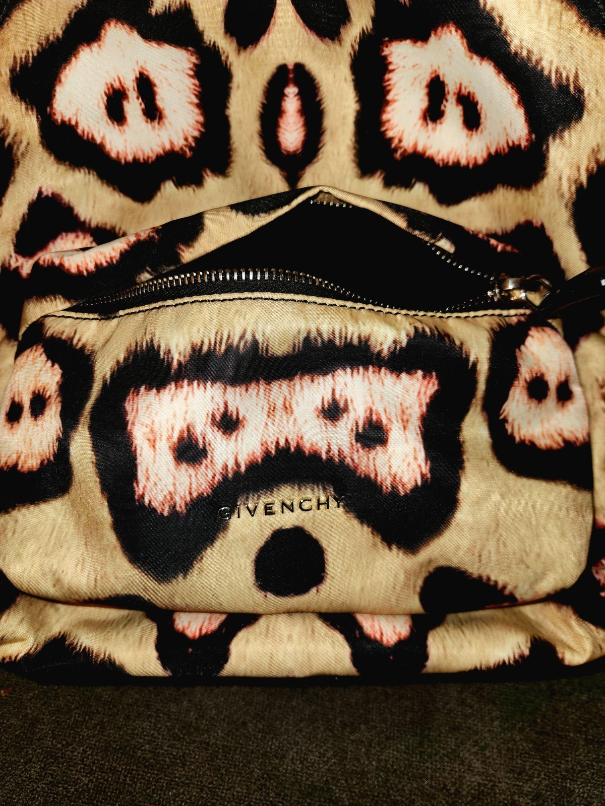 Givenchy Nylon Backpack Leopard Print Silver Hard… - image 1