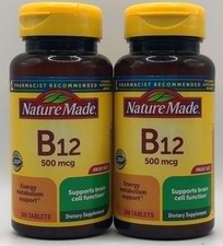 2PK Nature Made Vitamin B12 500 mcg 200 Tablets Each EXP 1/27 FAST SHIP