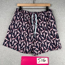 Southern Tide Swim Trunks Mens Medium Navy Sharks Print Bathing Suit Draw String