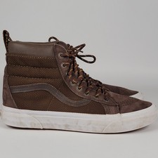 VANS Sk8 Hi MTE Mens Size 8 Womens 9.5 Leather Brown Herringbone