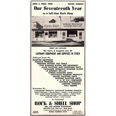 Rock & Shell Shop Geo. and Mildred Williamson Miami FL 1968 Ad SAH8-2