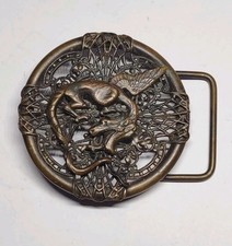 Brass Wyvern Dragon Belt Buckle Openwork Hand Crafted Vintage 1970s