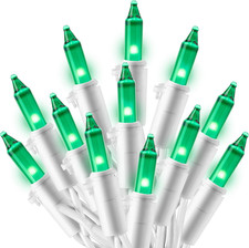 100ct Green Christmas String Lights 21.4ft Indoor Outdoor Mini White Wire
