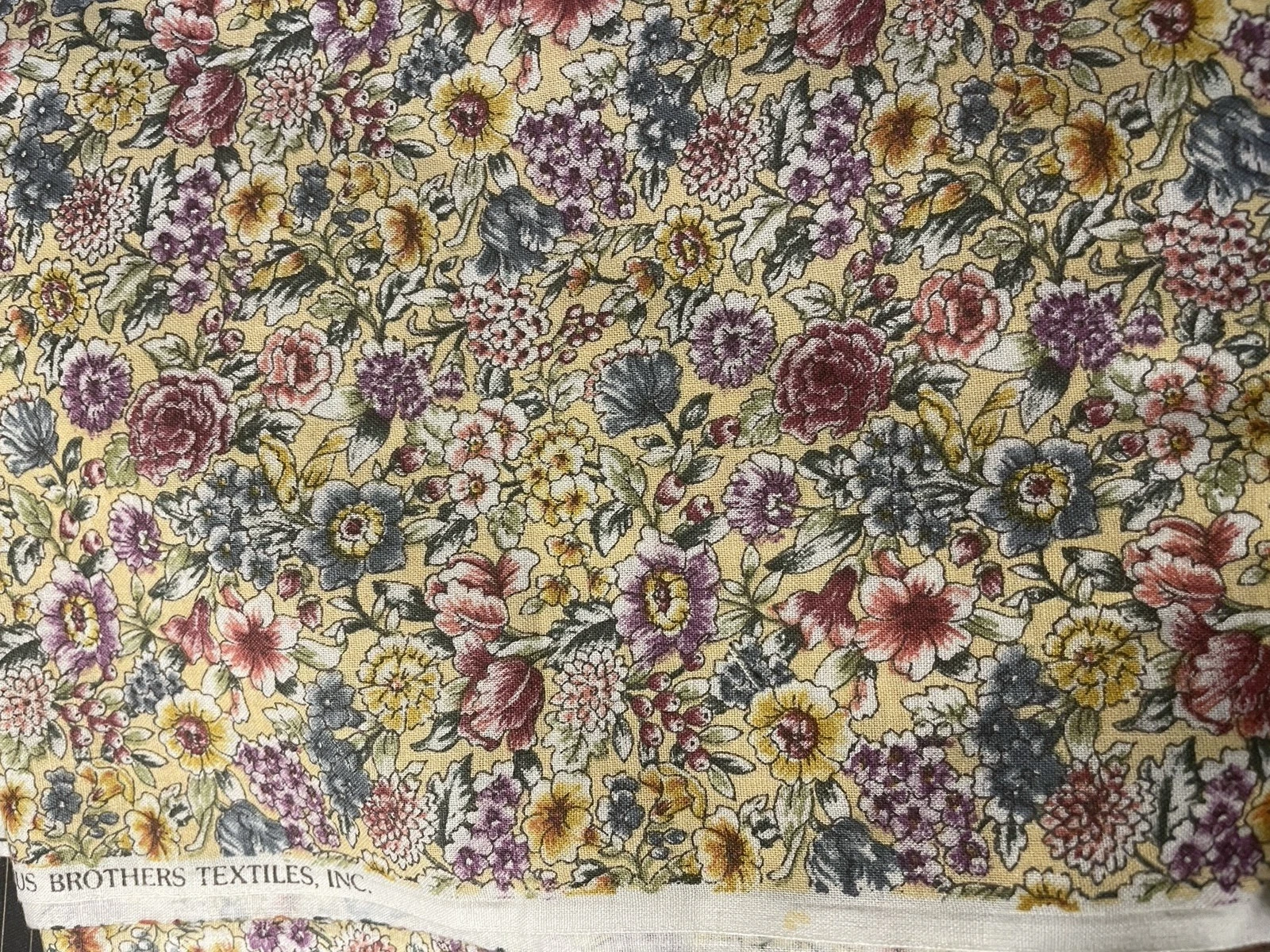 Vintage Marcus Brothers Yellow Floral Cotton Quilting Fabric BTHY - product detail image 5
