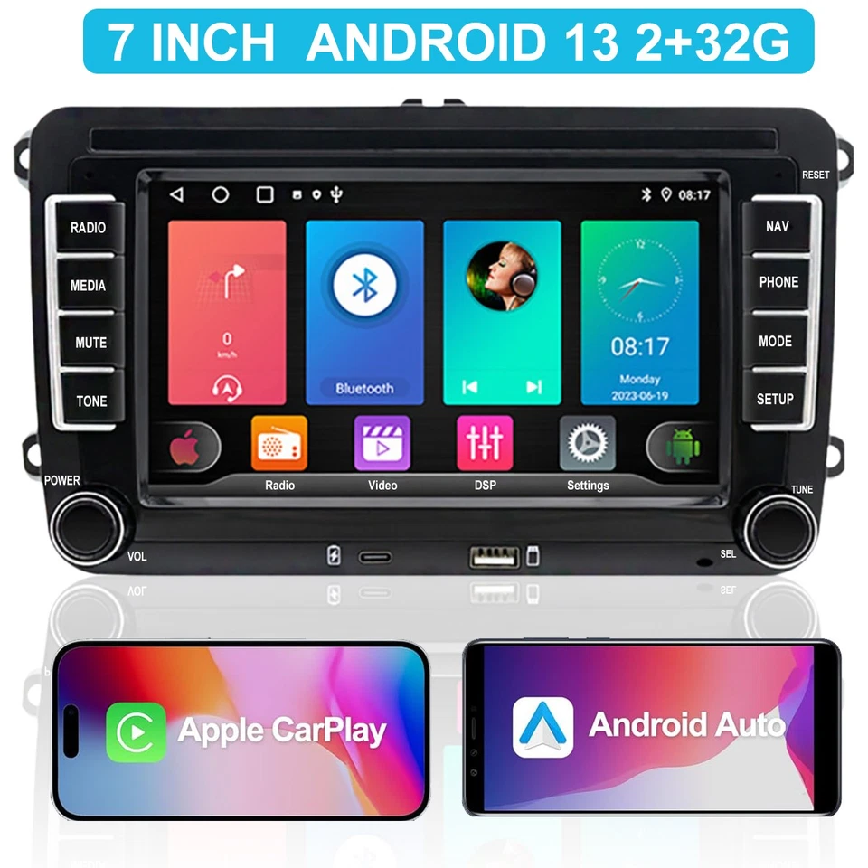 7" Android 13 Car Stereo GPS Navigation WIFI BT FM RDS Radio 2+32GB Double 2DIN
