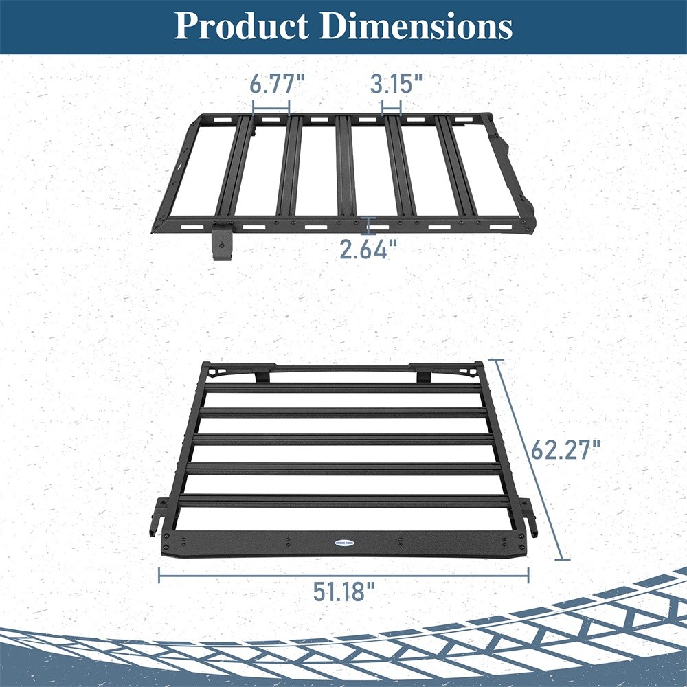 Hooke Road Roof Rack Cargo Basket Carrier For 1987-1995 Jeep Wrangler YJ Hardtop thumbnail 7