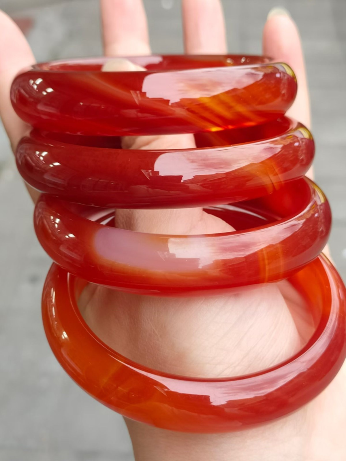 Natural red agate bangle chalcedony bracelet inner diameter 56 57 58 59 60 61mm