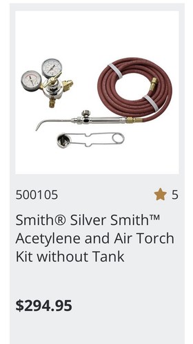 Smith Silver Smith Acetylene & Air Torch Kit Regulator Hose LN For Jewelry Maker