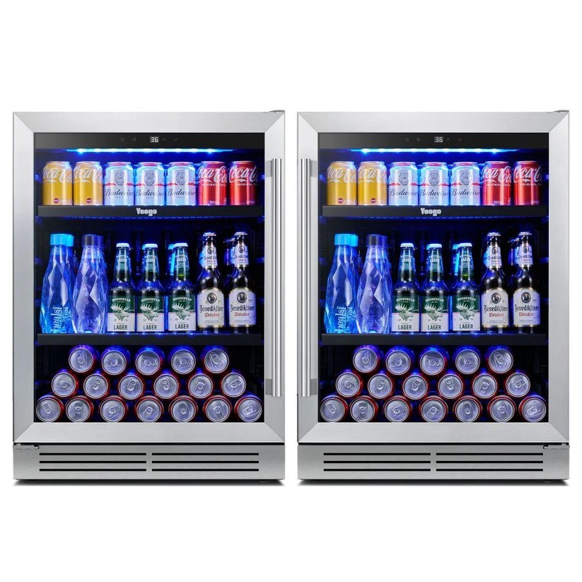 48 Inch Wide 360 Can Beverage Center, Large Capacity Drink Fridge, Dual Zone, Under Counter Or Freestanding