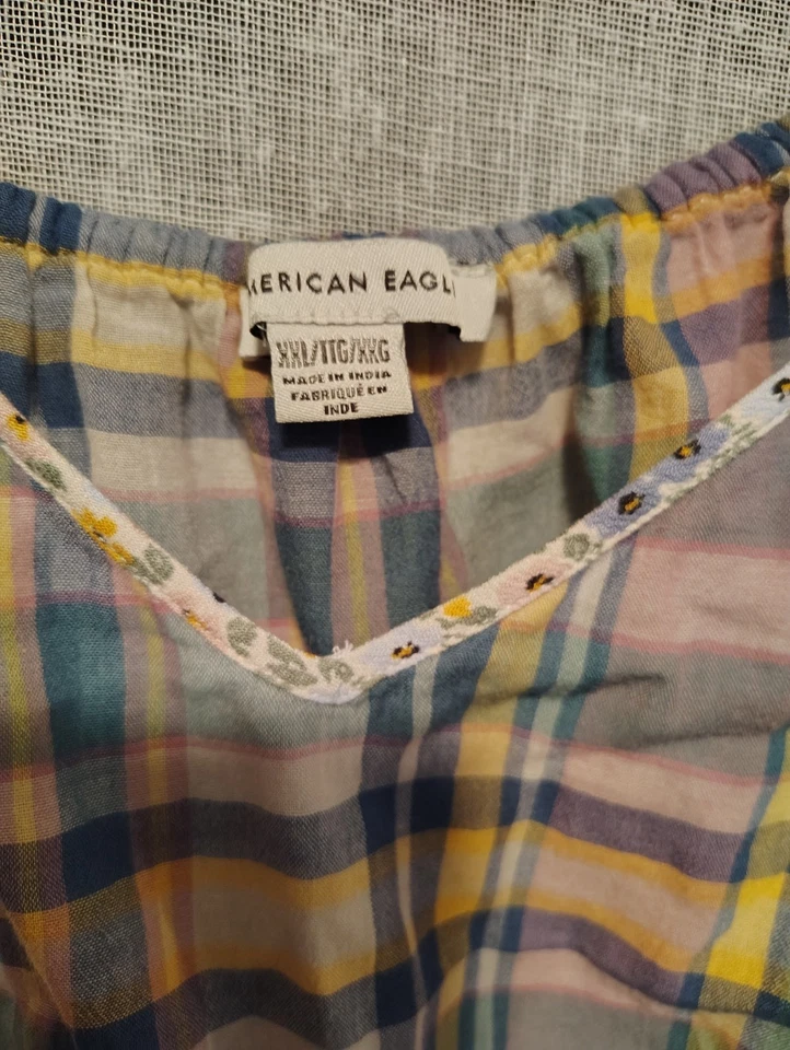 American Eagle XXL клетку цветочный отделки пеплум Cami Майка богемное Y2K стиль - Изображение 2 из 4