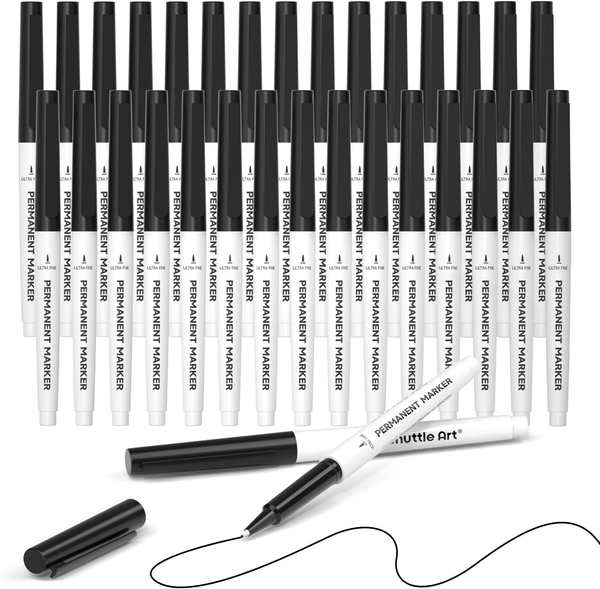 Permanent Marker, 30 Schwarze Permanentmarker Mit Ultra-Feiner Spitze, Wasserfes-image
