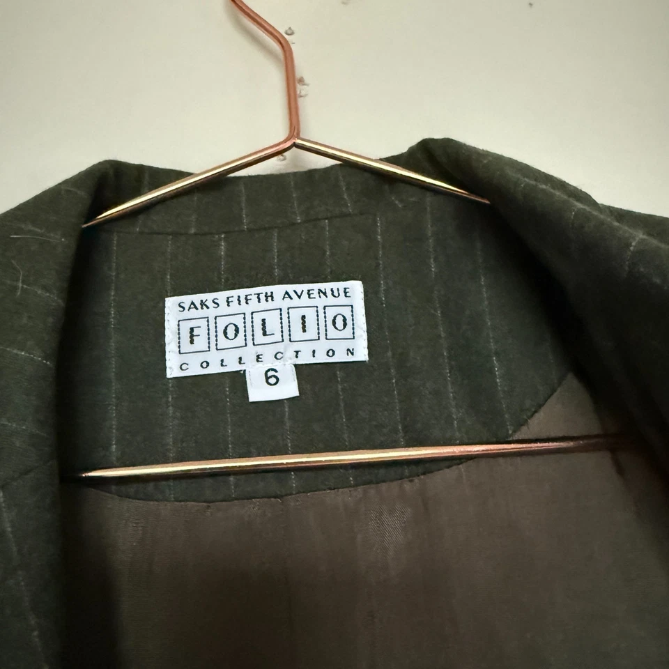 Saks Fifth Avenue Folio Mujer Blazer Conjunto 6 Lana Dos Piezas Rayas Corpcore Oficina Foto 4 de 4