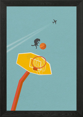 Hinter dem Basketballkorb gerahmtes Wandbild Poster Leinwanddruck Bild