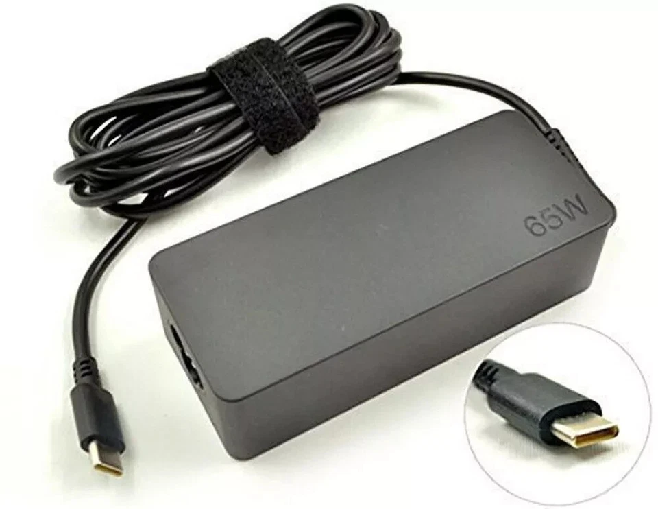 Cargador de Laptop Original Lenovo Tipo C USB-C 45W 65W 90W con Cable de Trébol de Alimentación Foto 2 de 4