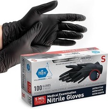 MED PRIDE 5 Mil Nitrile Exam Gloves Black Disposable Powder  Latex-Free 200ct
