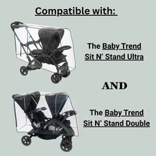 Rain and Wind Cover for Both Baby Trend Sit N Stand Ultra Stroller & Baby Tre...