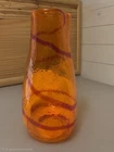 Blenko Pitcher Orange With A Red Swirl Line Throughout  Glass