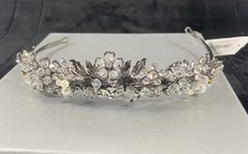 Bridal Black Metal Pearl Crystal Tiara Head Piece  Les accessories Barcelona