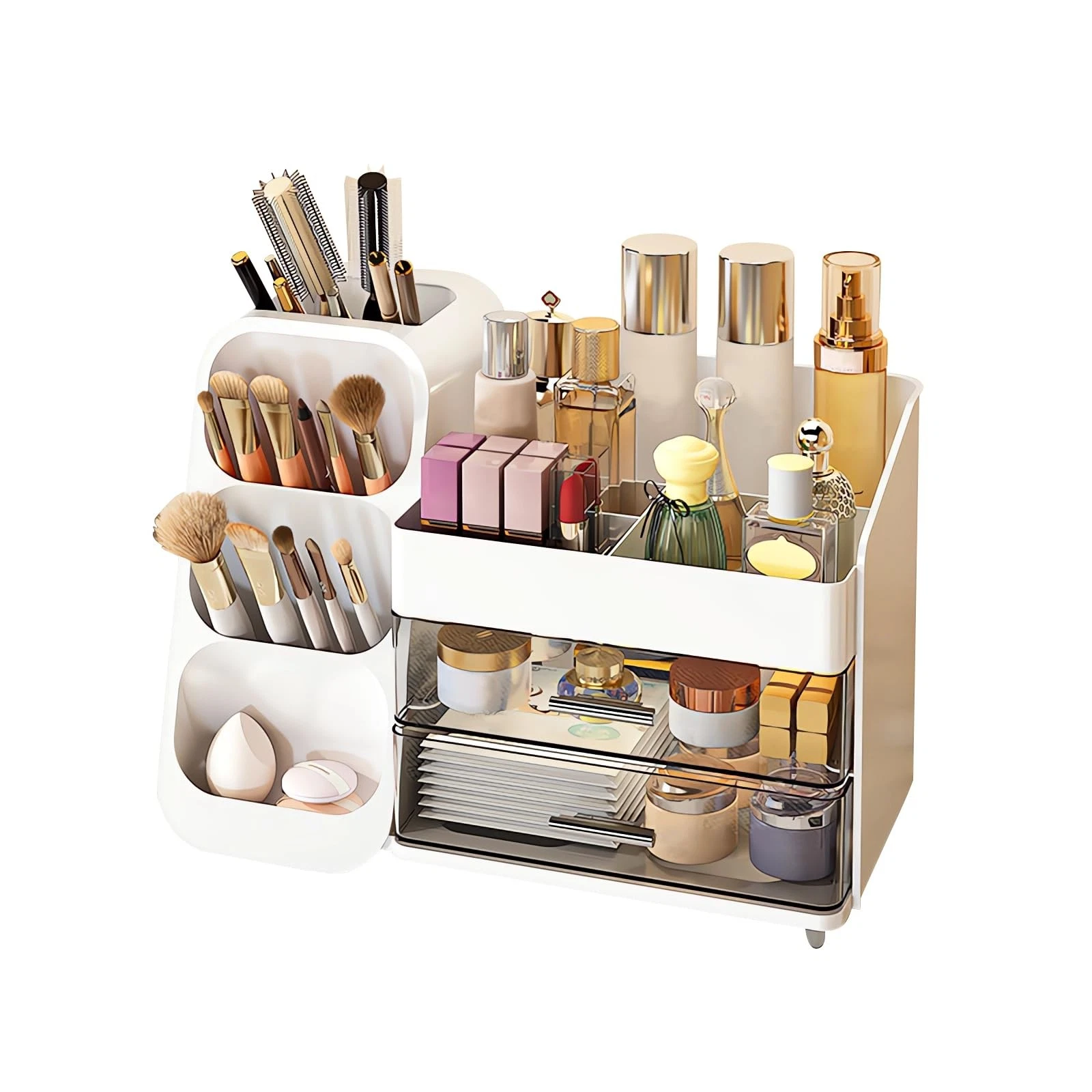 Makeup Organizer with Brush Holder for Vanity, Bathroom Countertop Organizer ...