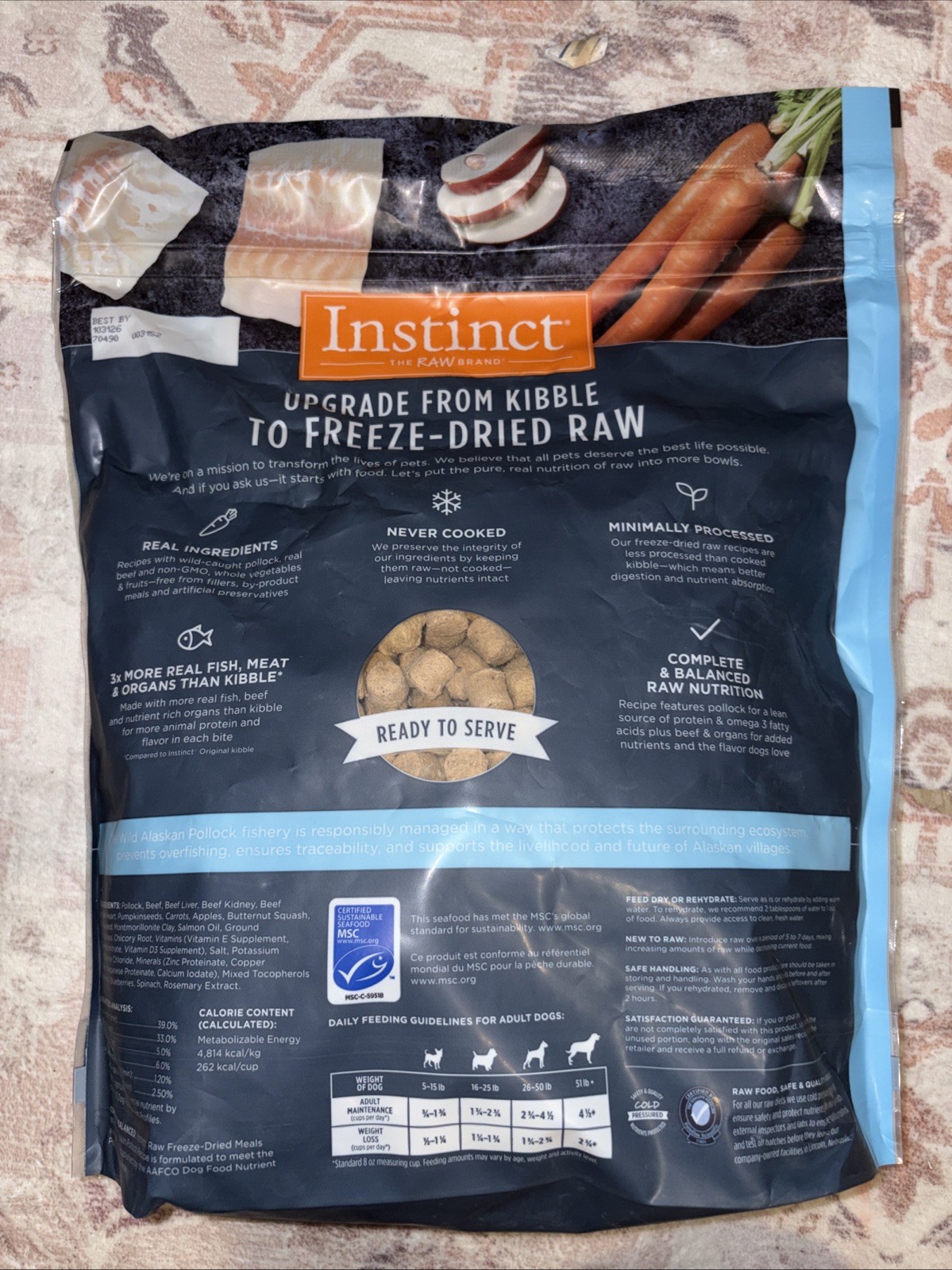 24 oz. Instinct Freeze Dried Raw Dog Food Grain Free High Protein EXP 10/2027