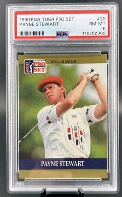 pga graded cards 1990 Official PGA Tour Pro Set Payne Stewart Rookie Golf Card Graded PSA 8  #20