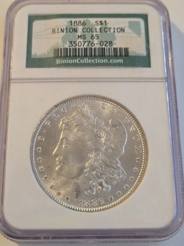 1886 P $1 Morgan Silver Dollar NGC MS65 High Grade  Binion Collection
