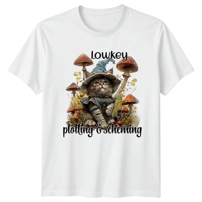 Lowkey Plotting & Scheming T-Shirt Zauberer Katze Tier Geburtstag Geschenk