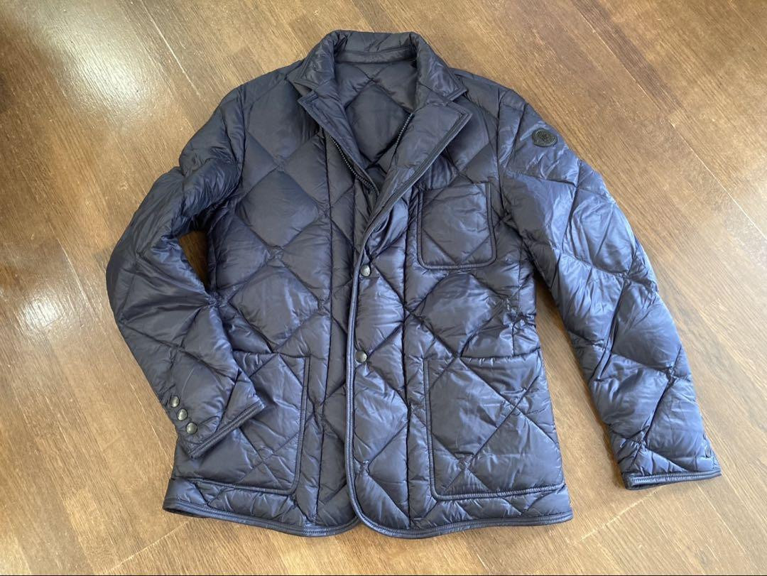 モンクレール HERMINIER ロゴレザーワッペダウンジャケット ネイビー 2