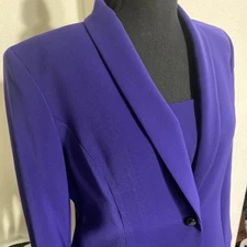 Le Suit 3 Pc Purple Skirt Suit 10P Petite Shawl Collar Blazer Tank Skirt Lined