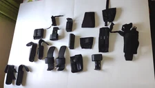 Tactical Duty Holster Lot Mens Black Leather Belt Pouch Flashlight Case Bianchi