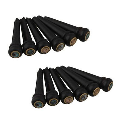 12 Stck. Schwarz Ebenholz Gitarre Brücke Knochen Pins Set mit grünen Abalone Punkt für 7891