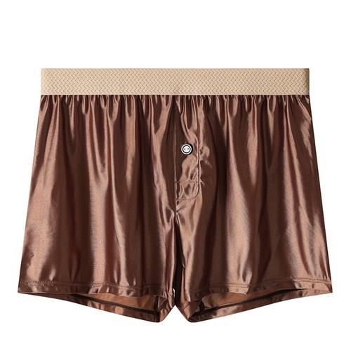 Men Ice Silk Smooth Solid Boxer Shorts Fly Open Loose Home Wear Underwear Trunks - Picture 12 of 26