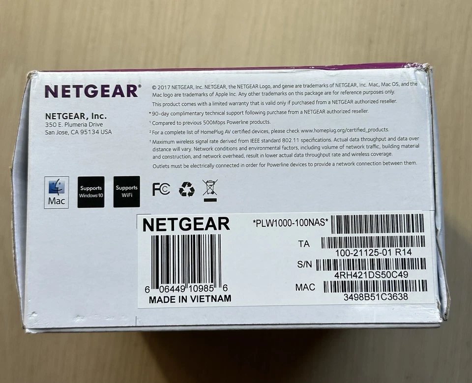 NETGEAR PLW1000 Powerline WiFi Extender – Gigabit Ethernet – NEW Open Box - Image 3 of 3
