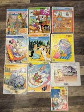 10 Vtg Tray Puzzles, Disney, Sesame St, Muppets,