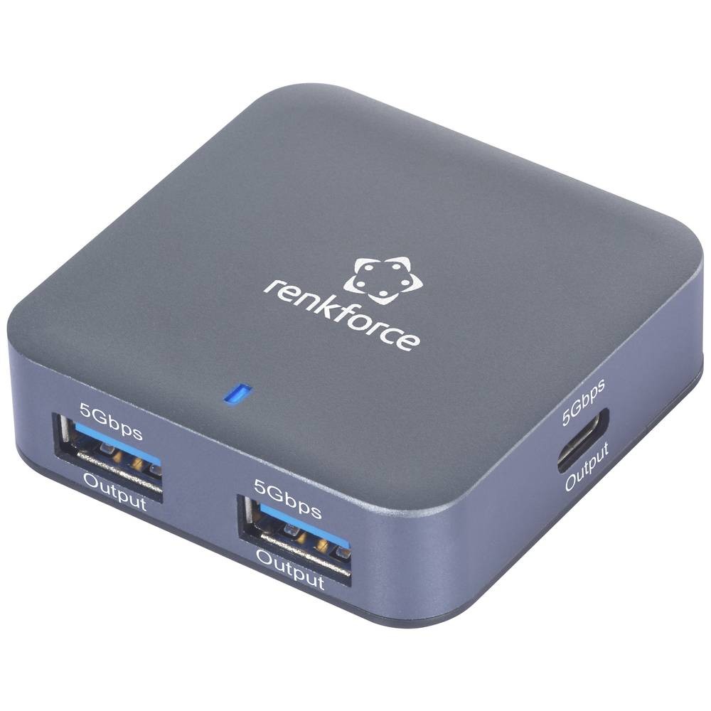 Hub USB Renkforce RF-USBH-480 adaptateur 2 ports USB-A boîtier aluminium pour PC et ordinateur