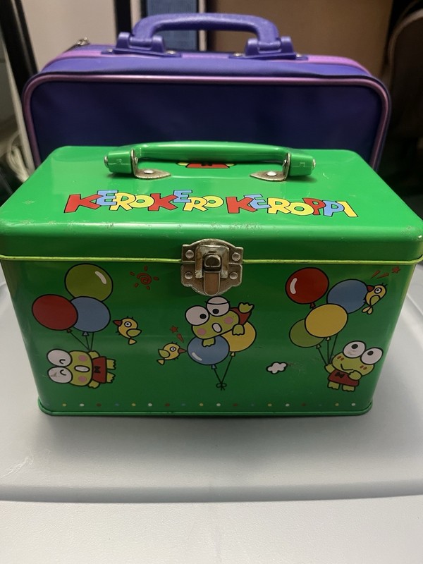 Vintage Sanrio 1991 Green Tin Lunch Box Keroppi Birthday Celebration Frog Z5