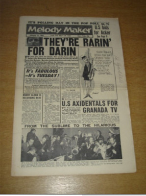 MELODY MAKER 1960 FEBRUARY 13 BOBBY DARIN ACKER BILK LONNIE DONEGAN ADAM FAITH +