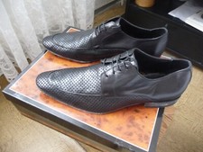 BALDININI (Italy) Luxus Herren Schuhe Leder Schwarz mit Löchern Gr. EU 43 w.Neu