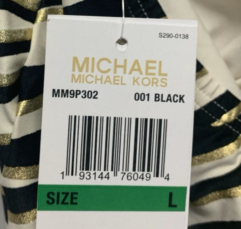 Camiseta Tankini Michael Kors Grande Estampado Cebra Negra/Dorada Nueva Foto 4 de 4