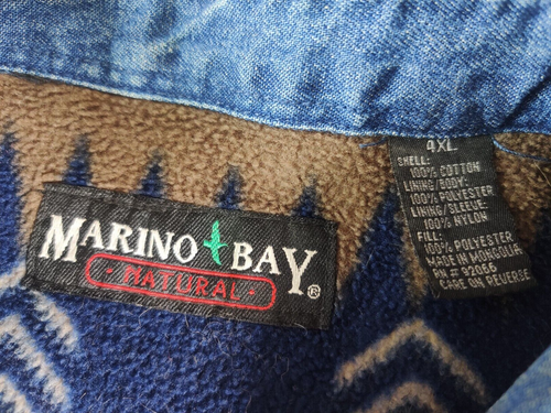 Marino Bay Natural Mens 4XL Denim Jean Button Jacket Aztec Tribal Fleece Lined - Picture 5 of 11