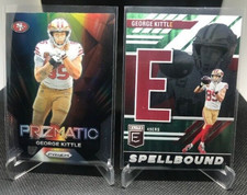 George Kittle x2 card lot Prizm Prizmatic Donruss Elite & Spellbound E 49ers