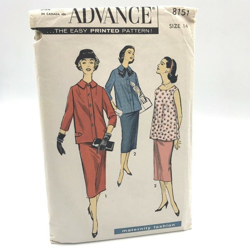 Advance 8151 Maternity Suit Size 14 Vintage Cut Sewing Pattern - Picture 1 of 7