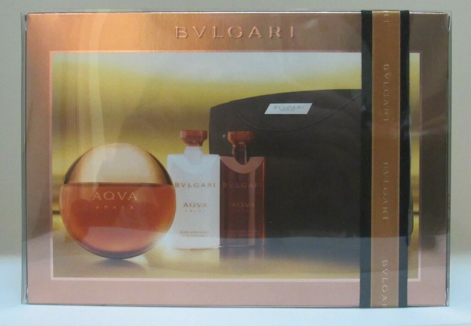 Bvlgari Aqva Amara 3,4 OZ EDT + 2,5 para después del afeitado + 2,5 gel de ducha + bolsa conjunto para hombres nuevo en caja Foto 2 de 4
