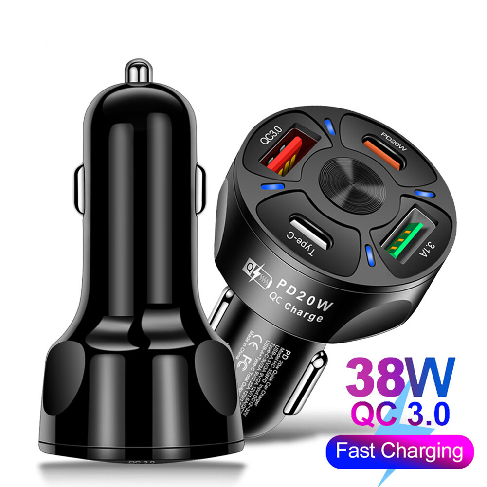 PD +Type-c Car Charger  Charge Car Charger Car for Four Multi-Port Car Charger
