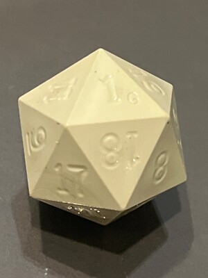 Vintage Gamescience d20 1-20 opaque gray uninked rpg ad&d dice 120723@