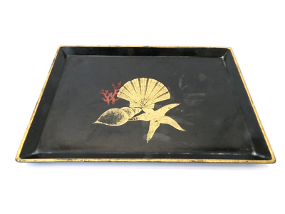 Black Lacquer Otagiri Japan Decorative Change Tray Rectangular